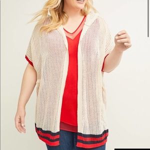 Lane Bryant Hooded Striped-Hem Kimono